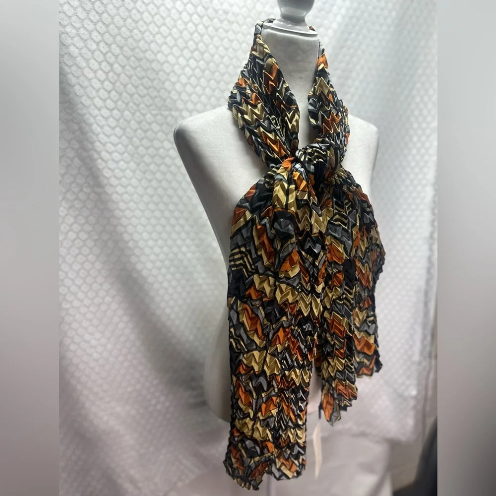 Frank Lloyd Wright Altar Screen Pleated Chevron Scarf Geometric Colorful NWT